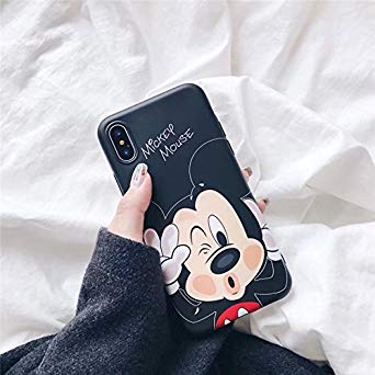Ultra Slim Soft TPU Black Mickey Mouse Case for iPhone X iPhoneX Unique Shockproof Thin Comfortable Smooth Disney Cartoon Cute Chic Lovely Cool Girls Women Teens Kids Boys