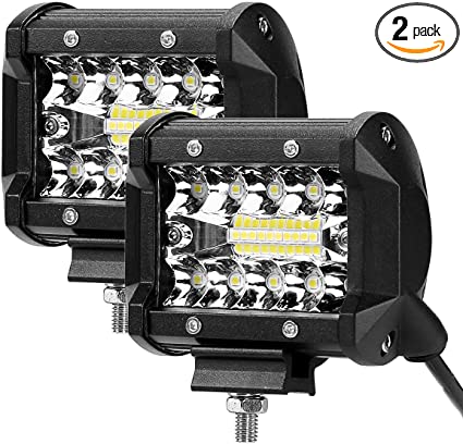 LE 4 Inch LED Work Light Bar, 60W 6000K, Spotlight, Daylight White, IP68 Waterproof, Driving Light for Truck, Car, ATV, SUV, Jeep, Boat and more, Pack of 2