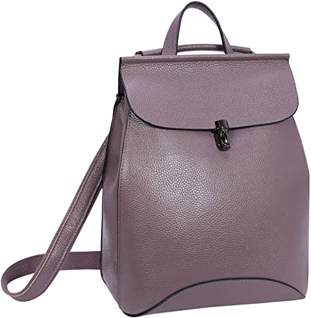 Heshe Genuine Leather Backpack Casual Backpacks Daypack for Womens and Ladies (Lilac)
