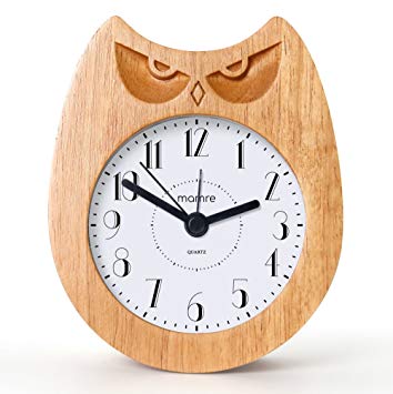 mamre Wooden Art Owl Alarm Clock Home Décor Gift Pastoral Durable (Angry Owl)