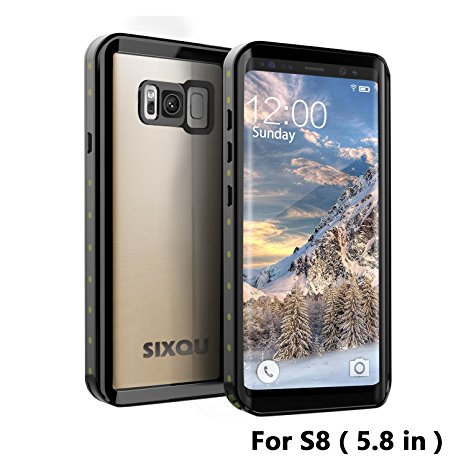 Waterproof Case for Samsung Galaxy S8 & S8 Plus, SIXQU Transparent Full Sealed Protective Cover Shockproof Snowproof Dustproof IP68 Certified Waterproof Case for Galaxy S8 & S8 Plus