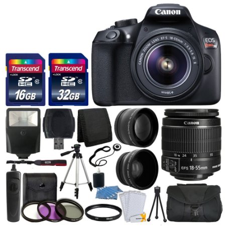 Canon EOS Rebel T6 Digital SLR Camera with 18-55mm EF-S f/3.5-5.6 IS II Lens   58mm Wide Angle Lens   2x Telephoto Lens   Flash   48GB SD Memory Card   UV Filter Kit   Tripod   Full Accessory Bundle