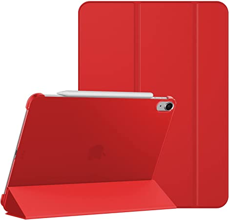 JETech Case for iPad Air 5/4 (2022/2020 5th/4th Generation 10.9-Inch), Slim Stand Hard Back Shell Cover with Auto Wake/Sleep (Red)