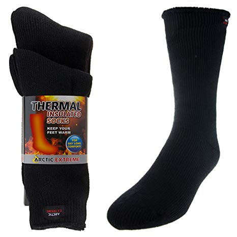2 Pairs of Mens Thick Heat Trapping Insulated Heated Boot Thermal Socks Pack Warm Winter Crew For Cold Weather