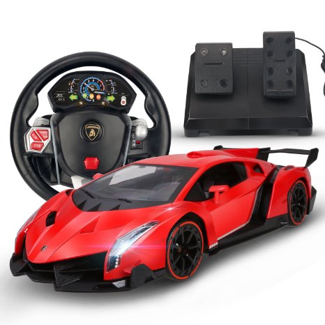 Holy Stone RC Car Lamborghini Veneno 1/14 Scale, Realistic Driving Experience,Gravity Sensor Radio Control Vehicle Diecast Model Color Red