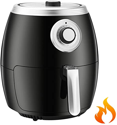 Kismile 6 Quart Air Fryer Electric Fast Hot Air Fryer,Healthy Oil-Free Cooker with Temperature Control,30 minutes Timer and Recipe Book,1500W,Black