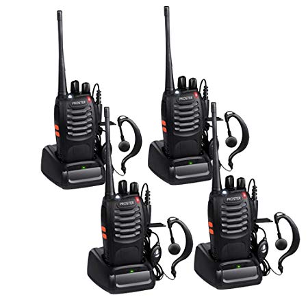 Proster Walkie Talkies Two Way Radio 16 Channel Rechargeable Walkie Talkie Ham Radio Transceiver UHF 400-470 MHz CTCSS DCS(2 Pairs)