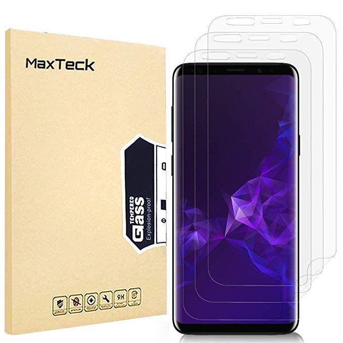 MaxTeck Samsung Galaxy S9 Plus Screen Protector, [3 Pack][No Lifted Edges][Full Coverage] HD Clear Liquid Skin Soft TPU Film Screen Protector Cover for Samsung Galaxy S9 Plus