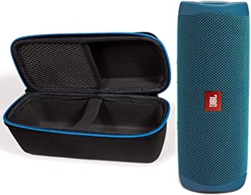 JBL Flip 5 Waterproof Portable Bluetooth Recycled Plastic Speaker Bundle with divvi! Protective Hardshell Case - Blue (Eco Edition)