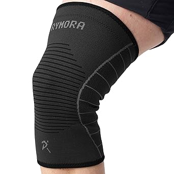 Knee Support Sleeve for Men and Women (Black) (Single Wrap) (L - Large) - Compression Brace for Ligament Injury, Joint Pain Relief, Running, Arthritis, ACL, MCL, Sport