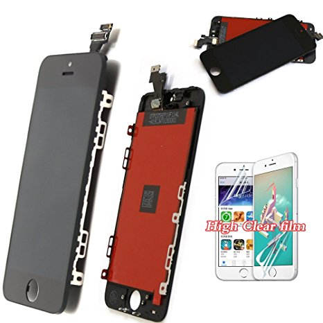 For iPhone 5 Screen Replacement - New 2017 LCD Touch Digitizer Glass Assembly   Free Screen Protector Black
