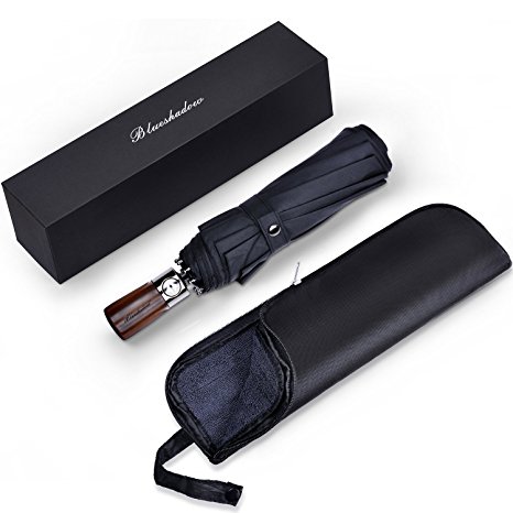 Travel Umbrella Windproof Compact Lightweight Golf Umbrella with Auto Open and Close,Automatic,Waterproof,Black and Red,10 Ribs Reinforced ,UV Protection,390g for Men&Women (1 Year Warranty)