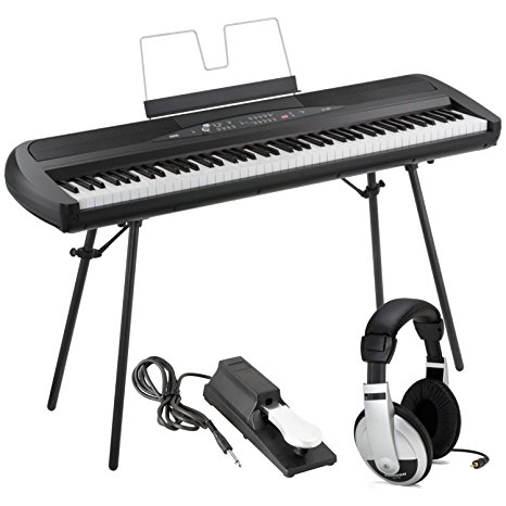 KORG SP-280 BK Digital Piano 88 Key Weighted Hammer Action w/ Stand, Sustain Pedal, Headphones