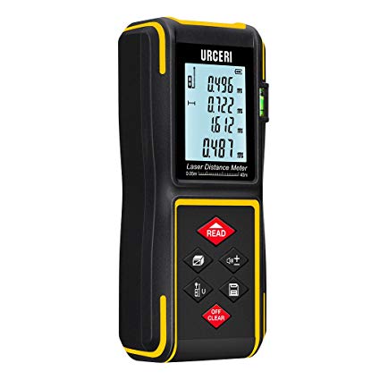 URCERI 40m Laser Distance Meter with Bubble Level and Batteries IP54 Waterproof Device Area Volume Pythagoras Continuous Measurement Digital Measure Tool Electronic Measuring Tape