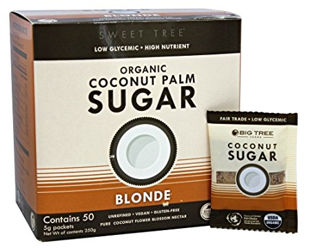 Big Tree Farms Organic Coconut Palm 50 Piece Sugar Packets, Blonde, 12 Ounce