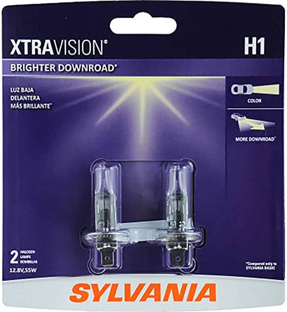 SYLVANIA H1 XtraVision Halogen Headlight Bulb, (Pack of 2)