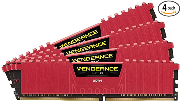 Corsair Vengeance LPX 16GB (4x4GB) 2133MHz C13 DDR4 DRAM Memory Kit – Red