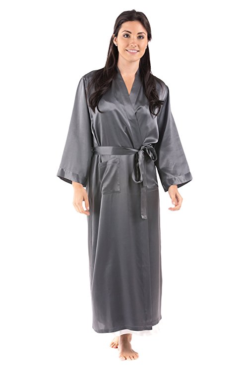 TexereSilk Women's 100% Long Silk Robe - Luxury Bathrobe by (Perla Naturale)