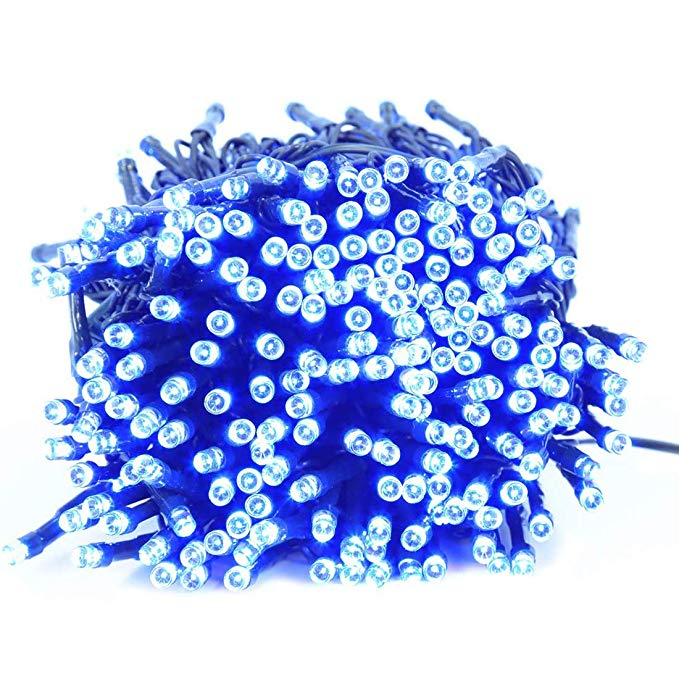 Indoor Christmas String Lights - 220 LEDs 82ft/25m 8 Modes Memory Function End-to-End Plug in Outdoor Waterproof Decorative Fairy Twinkle Lights for Tree/Wedding/Thanksgiving Day/Patio/Room - Blue