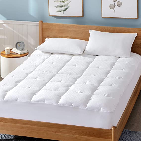 Bedsure Mattress Topper King Cotton - Thick Breathable Quilted Fitted Mattress Cover with Deep Pocket 18" Extra Soft Hypoallergenic Down Alternative Filled Pillow Top Mattress Topper Mattress Topper