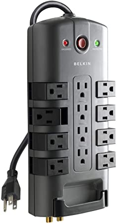 Belkin 12-Outlet Pivot-Plug Power Strip Surge Protector, 8ft Cord(4,320 Joules)