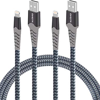 EVISTR Lightning Cable MFi Certified - 2 Pack 6FT Charging Cord Compatible for iPhone X, Xs, XR, 8, 7, 6, iPad, Nylon Braid Sync Data Fast USB Charger