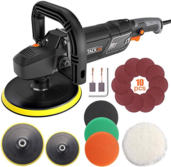 Buffer Polisher, TACKLIFE 7- Inch 12.5Amp 1500W Variable Speed Polisher, With Digital Screen, Lock Switch, Detachable Handle, Ideal for Car Sanding, Polishing, Waxing, Sealing Glaze - PPGJ01A