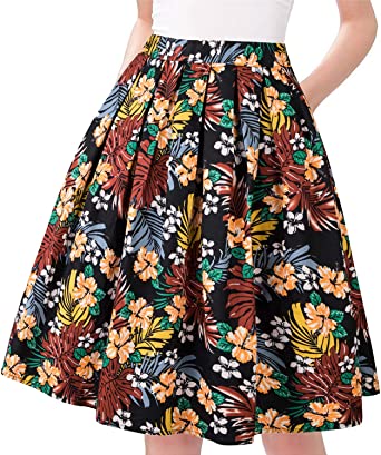 Taydey A-Line Pleated Vintage Skirts for Women