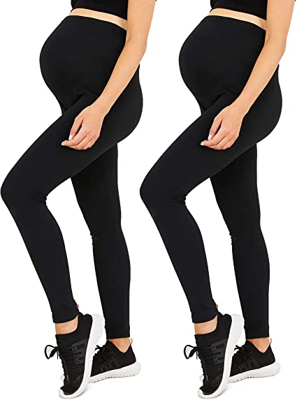 Diravo 2 Pack Womens Maternity Pregnant Leggings Casual Pants Stretchy Comfortable Thin Lounge Yoga Pants