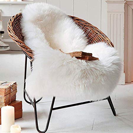 The Fellie Bedroom Rugs Super Soft Faux Sheepskin Rugs White Area Rugs Sofa Chair Seat Cover Living Room Rug 2ft x 3ft