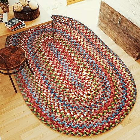 Super Area Rugs Gemstone Made in USA Braided Rug Colorful Kitchen Living Room Carpet, Tawny Port 2' X 3'