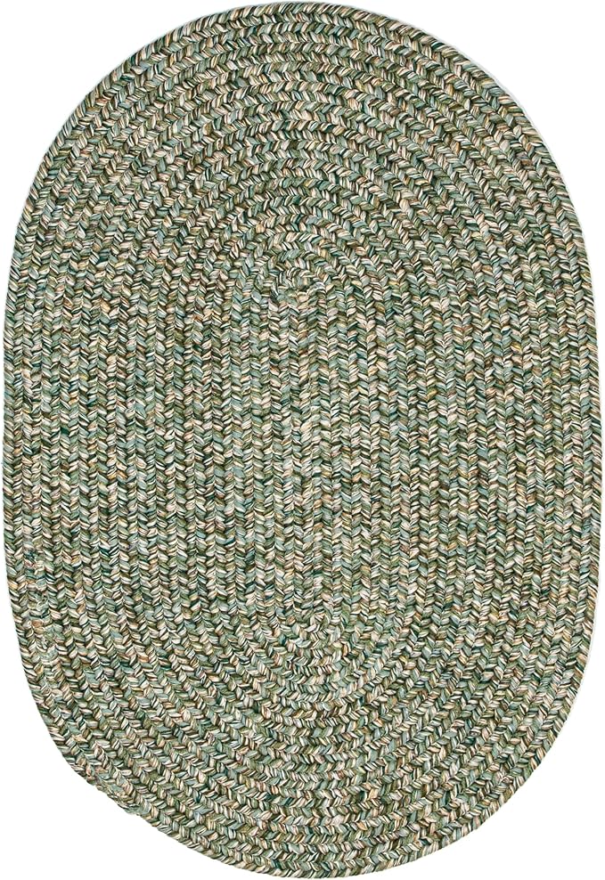 Super Area Rugs Rustic Farmhouse Living Indoor/Outdoor Reversible Braided Rug - Made in USA - Green Mix 4' X 6' Oval