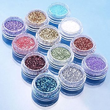 FACILLA® 12pcs Color Glitter Dust Powder Tip Decoration Nail Art [Misc.]