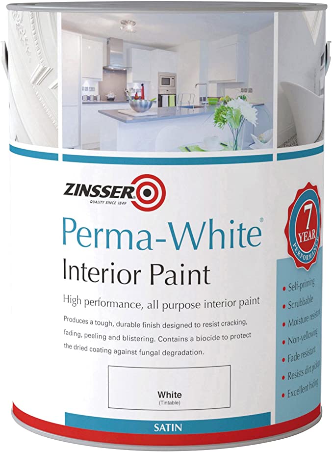 Zinsser ZINPWIS25L 2.5 Litre Perma-White Interior Satin Paint