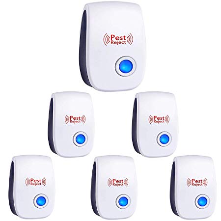 Ultrasonic Pest Repeller (6 Packs), 2019 Upgrated, Mosquito Repeller, Electronic Indoor Plug in for Insects Mice Ant Mosquito Spider Rodent Roach, Good Repellent for Children and Pets' Safe