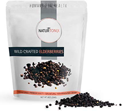 Dried Elderberries | 1 LB Bag | 100% Natural European Whole Wild Crafted Elder Berry (Sambucus nigra) 8 Ounce Pouch