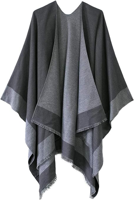 Urban CoCo Women's Shawl Wrap Poncho Ruana Cape Cardigan Open Front Coat for Fall Winter Holiday