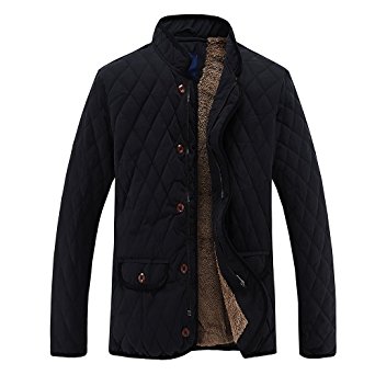 MADHERO Men Fit Stand Collar Stylish Cotton Coat Plush Lining Winter Down Jacket