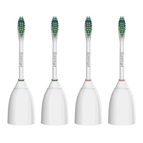Sonimart Standard Replacement Toothbrush Heads for Philips Sonicare e-Series HX7022, 4 pack, fits Sonicare Advance, CleanCare, Elite, Essence and Xtreme Philips Brush Handles