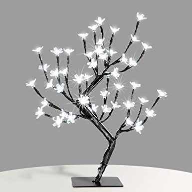 Zanflare 0.45M/17.72Inch 48LEDs Cherry Blossom Desk Top Bonsai Tree Light, Black Branches, Perfect for Home Festival Party Wedding Christmas Indoor Outdoor Decoration (Cool White)