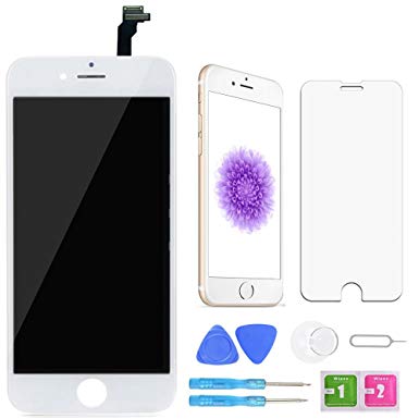 Screen Replacement for iPhone 6 White 4.7 Inch LCD Display Touch Screen Digitizer Replacement with Repair Kit and Screen Protector(6-White)