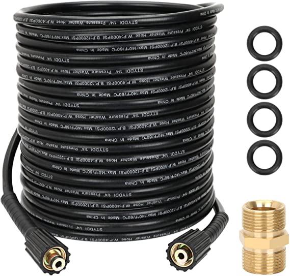 STYDDI 1/4Inch 50 FT Pressure Washer Extension Hose with Hose Coupler, 4000 PSI Double M22-14mm Brass Thread for Honda, Excell, B&S, Craftsman, Karcher, Generac, Champion, Simpson, Ryobi and Others
