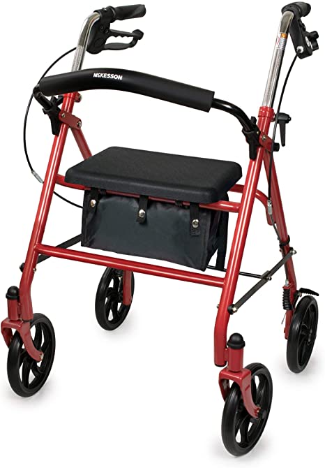 McKesson Rollator 300 lbs. 31 to 35 Inch Handle Height 146-10257RD-1