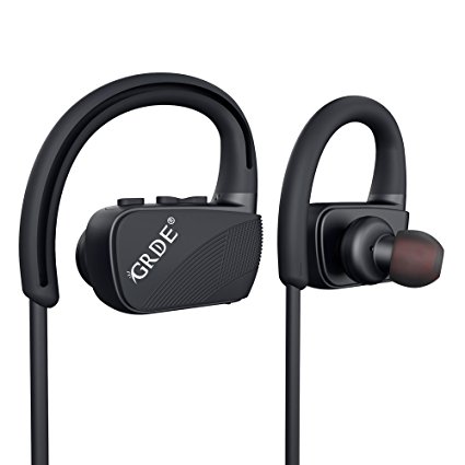 Bluetooth Headphones, GRDE IPX7 Waterproof 8Hrs Playtime Wireless Bluetooth 4.1 aptX Stereo Earbuds Noise Cancelling Headset with Mic, Secure-fit Sport Earphones for iPhone 7 Samsung Galaxy Note8