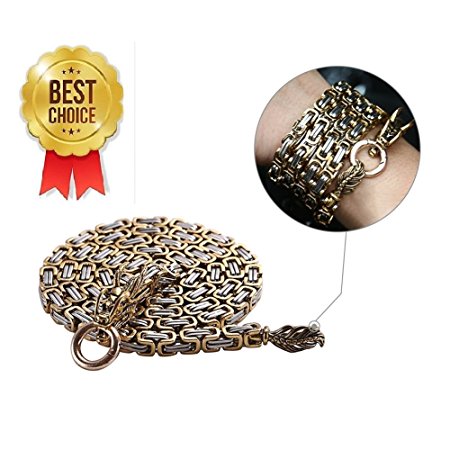 Junda Outdoor Full Steel Self Defense Hand Bracelet Chain EDC Whip Necklace Waist Chain