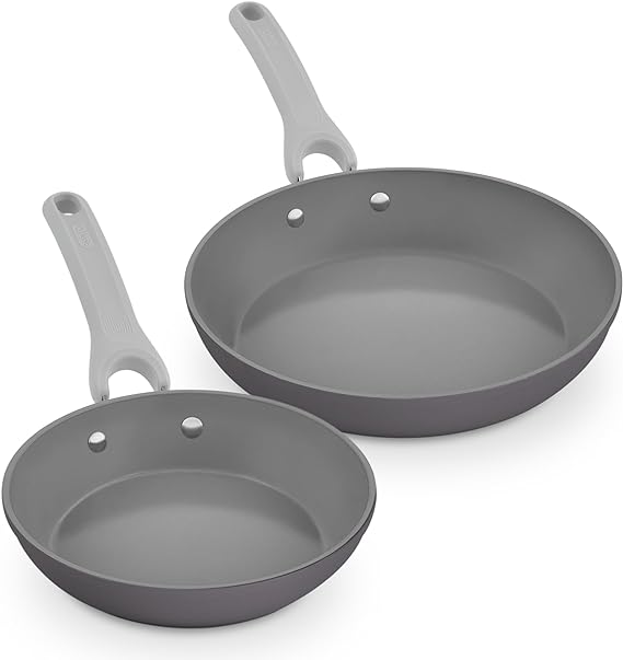 DASH Dream Green Ceramic Frying Pan Set of 2, 9.5" & 11" Fry Pans, Slate Grey - Recycled Aluminum and Ceramic, Nonstick Cookware Set, Oven Safe and Compatible with All Cooktops