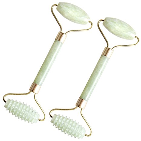 GooMart 2 Pack Jade Facial Message Roller for Face and Eye Care