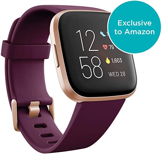 Fitbit Versa 2 Health & Fitness Smartwatch with Voice Control, Sleep Score & Music, Bordeaux