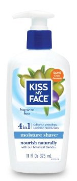 Kiss My Face Moisture Shave  Shaving Cream Fragrance Free Shaving Soap 11 Ounce Pumps pack of 4