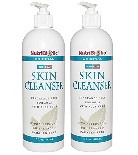 NutriBiotic NonSoap Skin Cleanser (Pack of 2) with Grapefruit Seed Extract, Rosemary, Aloe Barbadensis and Birch Leaf, 16 fl. oz.
